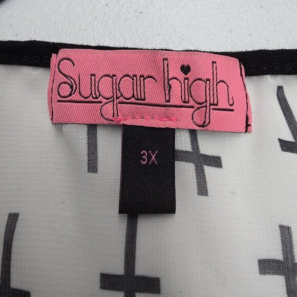 Sugar High Shirt Womens 3X Black Dolman Winged Fleur-de-Lis Cross Back Made USA - Picture 6 of 10